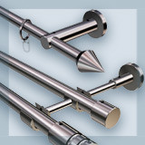 Curtain rods with stainless steel tubes 10, 16, 20 and 28mm in diameter for wall mounting. Stainless steel curtain rods for wall mounting