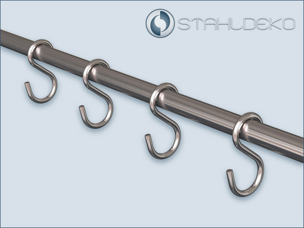 S-Shaped Hook for Rods and Tubes with 10mm and 12mm Diameter, Material Stainless Steel