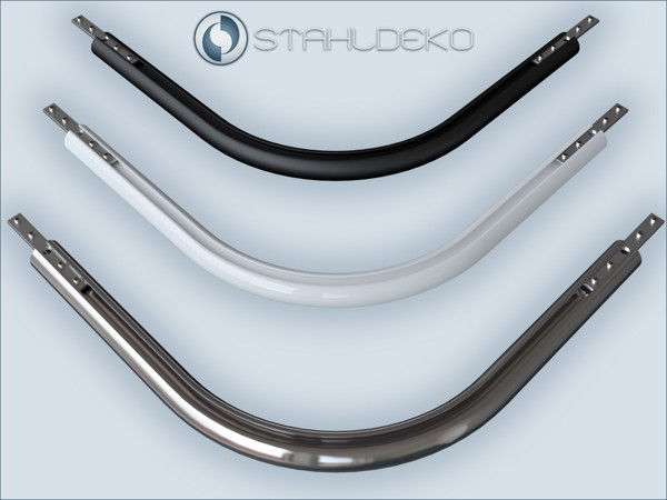 round arch 20mm stainless steel white or black 90 or 135 degrees Alu corner or round arch,90° or 135° made of aluminum Ø 20mm in stainless steel,White shiny,matt black or glossy black