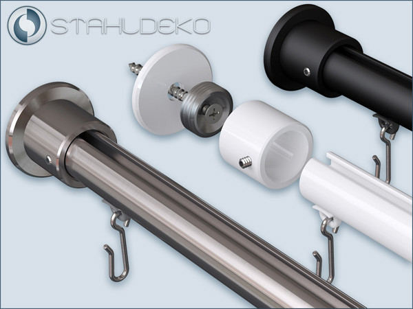 niche installation with wall bracket 20 in white or black stainless steel bracket wall bearing 20,for tubes and profiles with Ø 20mm,Niche attachment in V2A stainless steel,Aluminum white and aluminum black