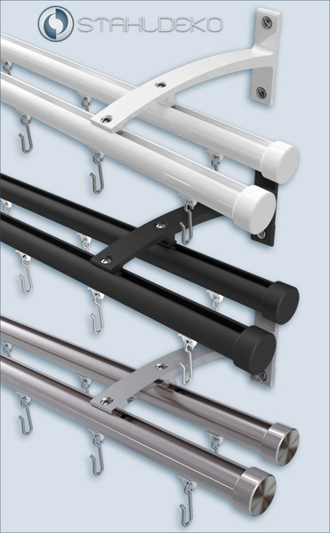 curtain rod Bend 2-track,Aluminum inner runner profile 20mm in stainless steel look,black or white Complete aluminum inner track curtain rod,Wall mount Bend 2-track,different colours