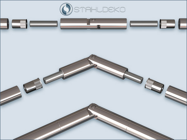 Bay joint 10, Stainless steel - V2A, threaded connection tube 10mm, for sloped roofs and walls Bay joint 10, Stainless steel - V2A, threaded connection tube 10mm, for sloped roofs and walls