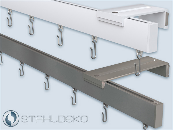 Sleek Single-Track Curtain Rod 14x35 mm, Wall Mount, Stainless Steel or White Sleek single-track curtain rod, wall mount, stainless steel or white