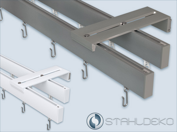Dual-Track Sleek Curtain Rod 14x35 mm, Stainless Steel or White Dual-track sleek curtain rod, square, stainless steel or white