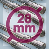 28mm curtain rod systems for wall mounting, double-track. Ø28 mm curtain rods made of V2A stainless steel 2-track for wall mounting