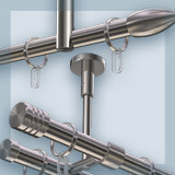 Install and mount round tube curtain rods on the ceiling. Ceiling mounting and installation of curtain rods with round tube