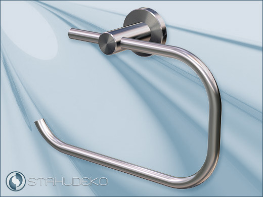 Toilet paper roll holder made of V2A stainless steel, model post10 with base plate. Toilet paper roll holder made of V2A stainless steel, model post10 with base plate.