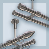 Double-track curtain rods for ceiling mounting