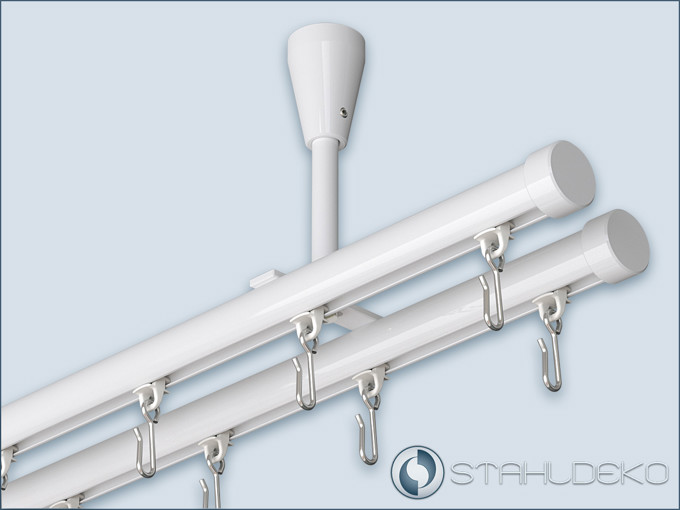 White inner track rod Standard 2-track for ceiling mounting.