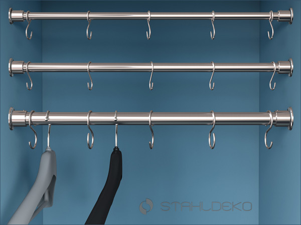 Wardrobe rails Classicus, various rod diameters, up to 200 cm long Wardrobe rails Classicus, various rod diameters, up to 200 cm long