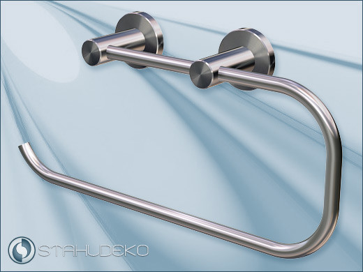 Toilet Paper Replacement Roll Holder made of V2A Stainless Steel, Model Double-Post10 with Base Plate Toilet Paper Replacement Roll Holder made of V2A Stainless Steel, Model Double-Post10 with Base Plate