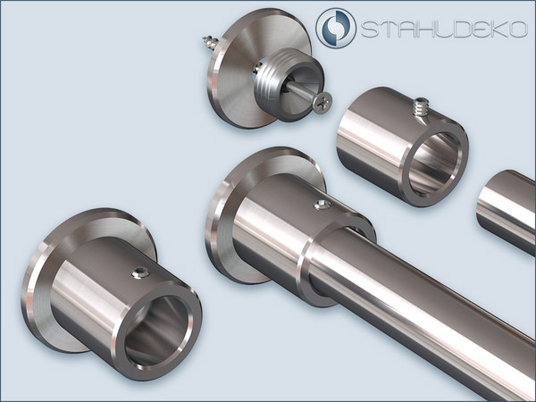 Rod Holder Wall Mount for Pipes and Rods with 16mm Diameter, Niche Installation Stainless Steel - V2A. Rod Holder Wall Mount for Pipes and Rods with 16mm Diameter, Niche Attachment Stainless Steel - V2A.