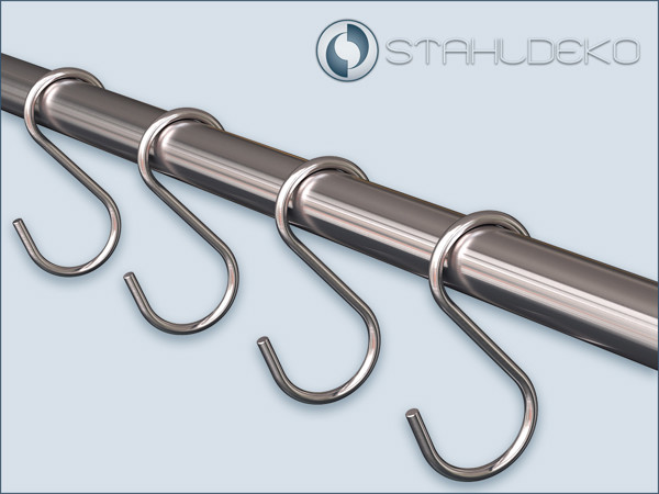 Nirosta stainless steel hooks,S-shape for tubes and rods with a diameter of 16mm. curtain hooks or railing hooks Nirosta-Edelstahlhooks,S-shape for tubes and rods with a diameter of 16mm. Curtain hooks or railing hooks