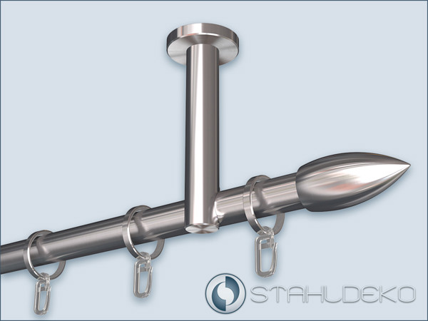 version: end piece Pula with curtain rings Curtain rod Sont-20 for ceiling mounting,single-track