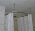 Shower curtain rod for barrier-free floor-level shower, U-shape, smooth all-round movement of the curtain