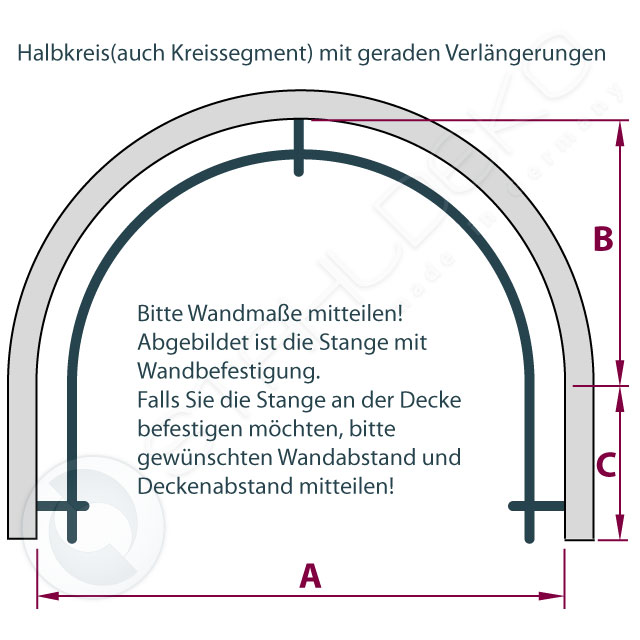 Curtain rod curved as a semicircle for your semicircular bay window