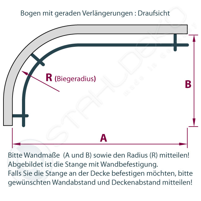 Curtain rods bend in a quadrant shape, bent as an arch with extensions