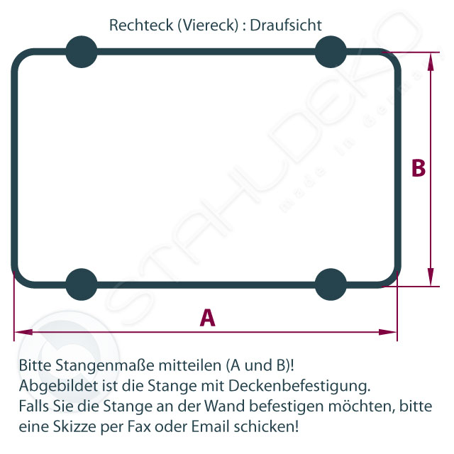 Curtain rods curved as a rectangle, in a closed form