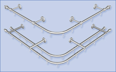 Rods made of aluminum with an outer curve, 1 or 2-track, 16mm aluminum rods