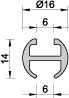 round aluminum profile 16mm cross section