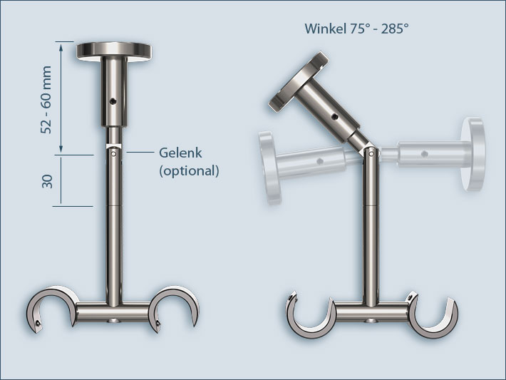 Solution for attaching curtain rods to a sloping roof or wall