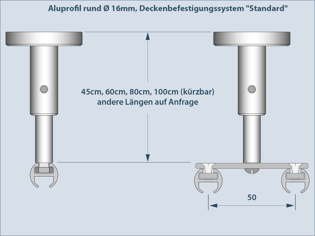 Ceiling mount for aluminum profile around 16mm