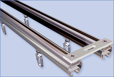 Aluminum sling track and 2-line ceiling bracket.