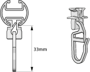 Swivel glides with clip-on hooks for round inner rails with a diameter of 20mm