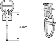 Swivel glides for inner track curtain rods with 16mm diameter