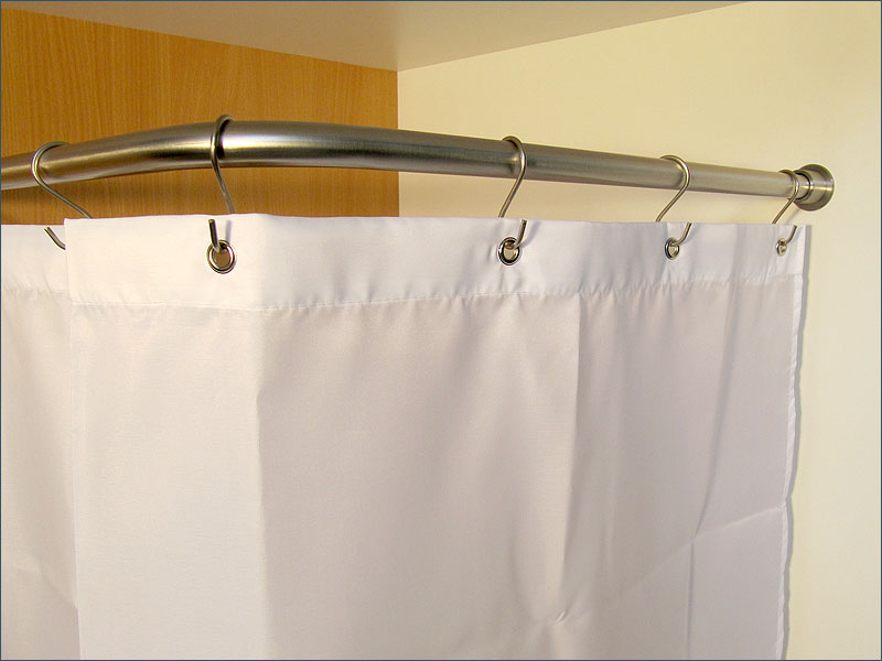 Square Stainless Steel Shower Curtain Rod L Shape Shower Curtain Attached With Stainless Steel Hooks