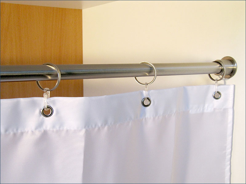 Stainless steel rings with clip-on hooks for shower curtain rail