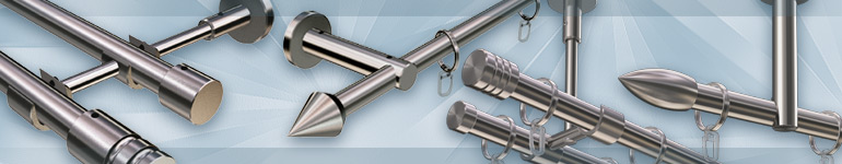 Stainless steel curtain rods for mounting on the wall, ceiling or roof slope