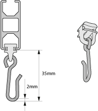 Curtain gliders with stainless steel hooks for square AQlu profile 14x35mm