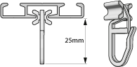 Curtain gliders with curtain hooks for curtain rails