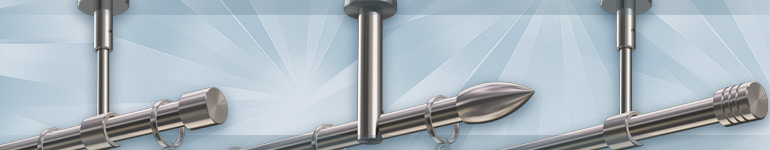 Single-track stainless steel curtain rods for ceiling mounting
