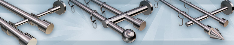 Curtain rods made of stainless steel, two-track mounted on the wall
