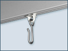 Glider with stainless steel hook for square inner runner profile 14x35mm