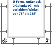 Design towel rail U-shape outside corner Sont 16, bathroom design