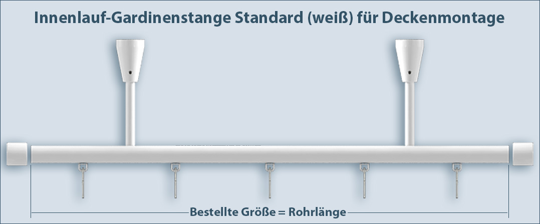 Order the correct length white inner track curtain tracks for ceiling mounting