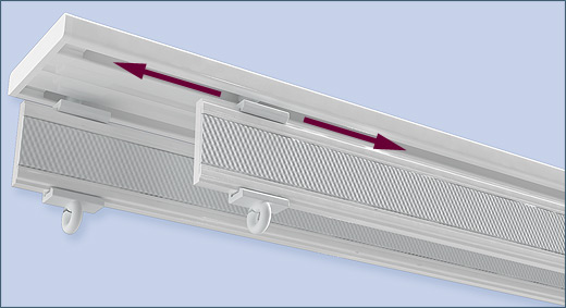 Assembly: now the panel carrier is ready for fastening the sliding curtain