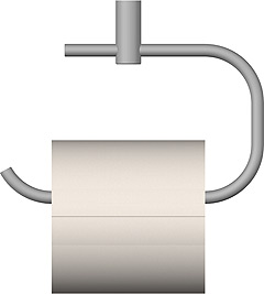 Toilet roll holder for attachment under the floor of a hanging shelf