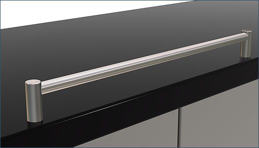 Kitchen rail post 16 as a worktop demarcation, shelf demarcation or hob protection