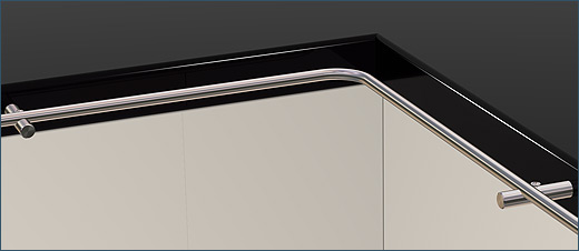 for kitchen design L-shaped railing curved as inside corner Sont10