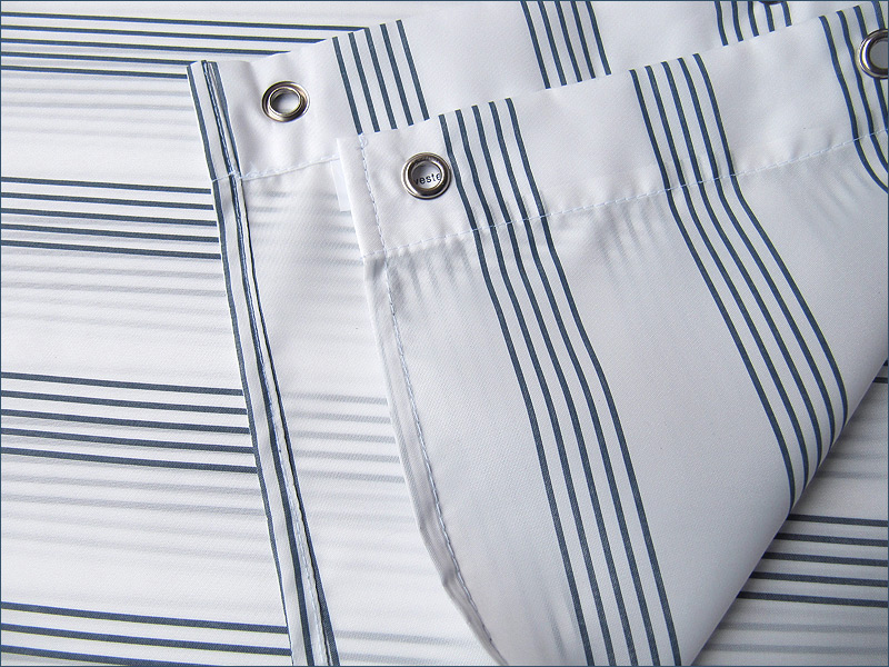 Textile shower curtain five-stripes with stainless steel eyelets, colour: marine Textile shower curtain five-stripes with stainless steel eyelets, colour: marine