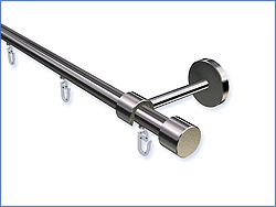 Top16 with aluminum curtain rail, as a single-track curtain rod with inner track