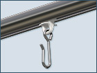 Curtain glider with stainless steel hook for round aluminum profile 16mm