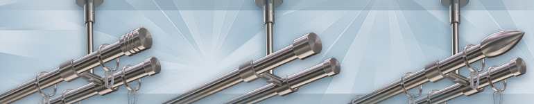 Double-track stainless steel curtain rods for ceiling mounting