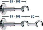 Wall bracket for Top-16 inner track curtain rods, single or double track