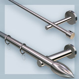 Single-track stainless steel V2A curtain rods for wall mounting