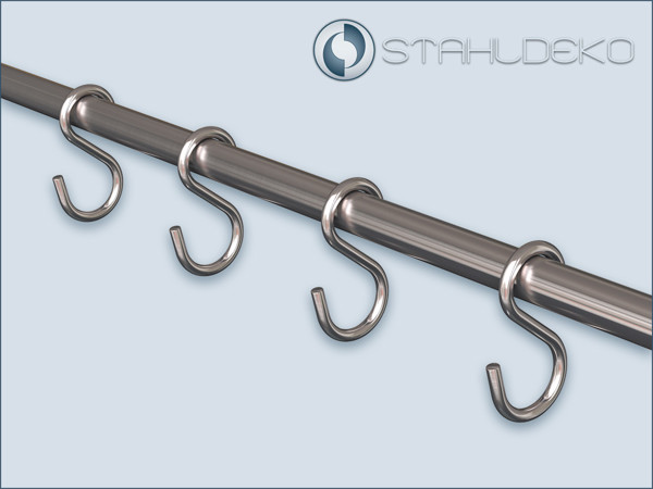 S-Shaped Hook for Rods and Tubes with 10mm and 12mm Diameter, Material Stainless Steel